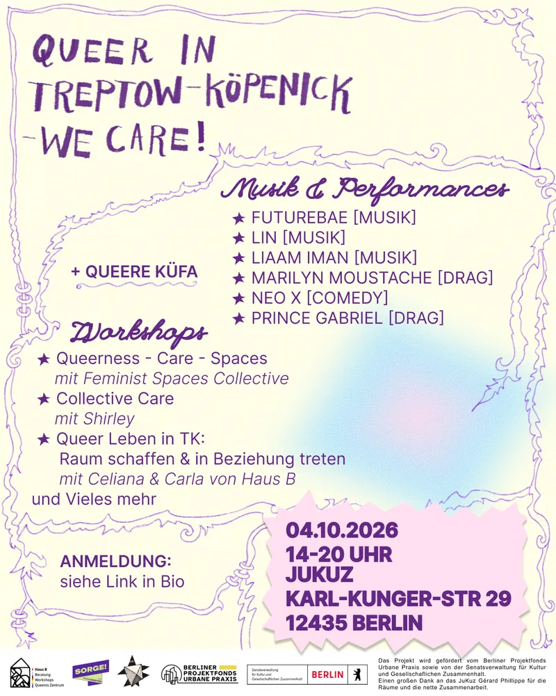 Illustration für Queer in Treptow Köpenick- We care!